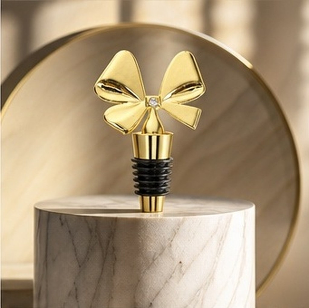 Gold Bowknot Wine Stopper Sili - Whisky Beer And Wine review and price