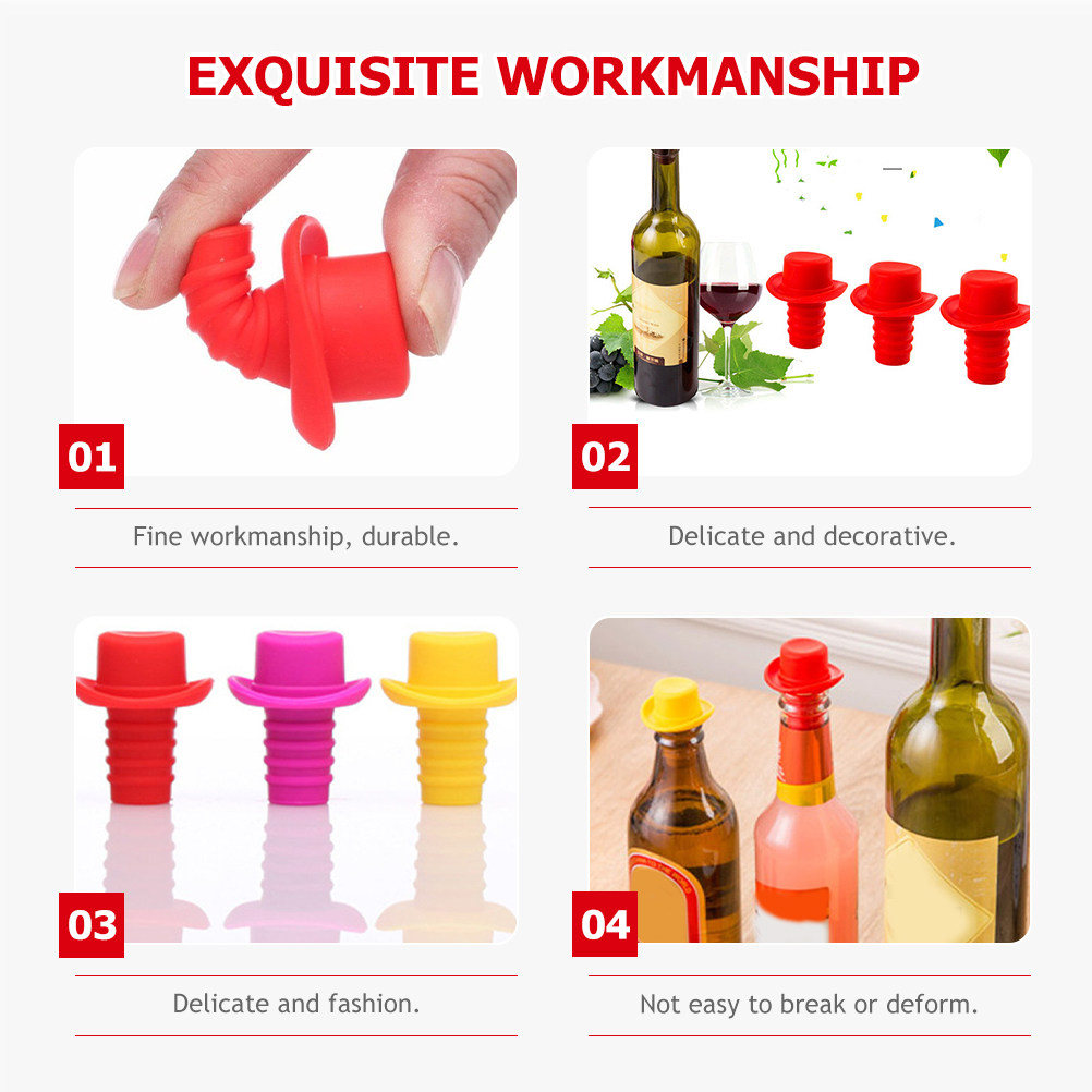 4Pcs Silicone Wine Bottle Stop - Wine Beer Hat review and price
